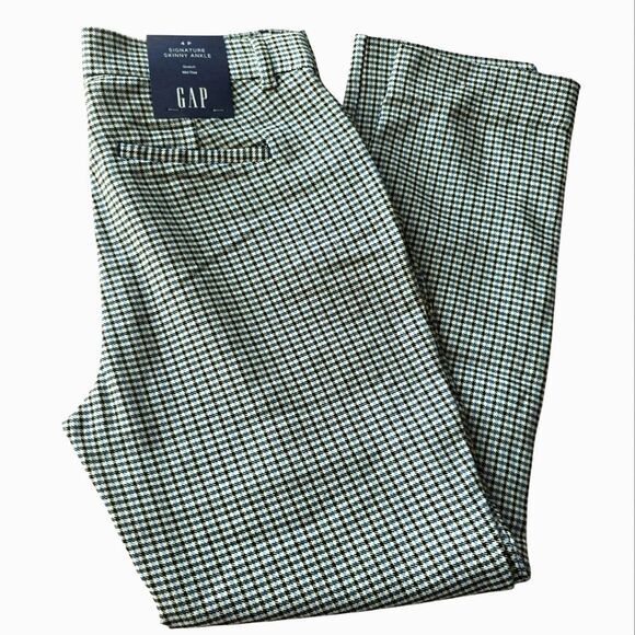 GAP NWT Signature Mini Houndstooth Blue Black Skinny Ankle Pants Women's 4 P - Picture 3 of 12